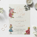 Invitación Con Relieve Metalizado Alicia Vintage tardía en el Boda del país de las m<br><div class="desc">Invite a sus huéspedes a su cita más importante con nuestra hermosa y vintage invitación a bodas con temática Don't Be Late vintage Alice in Wonderland. Perfecto para un boda con temática Alicia en el País de las Maravillas. El diseño presenta una mezcla de nuestros propios florales originales dibujados a...</div>