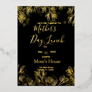 Invitación Con Relieve Metalizado Almuerzo de Día de la Madre