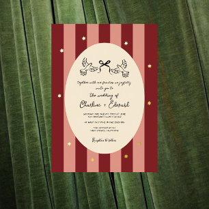Invitación Con Relieve Metalizado Amor bajo la carpa del circo retro Boda de papel d
