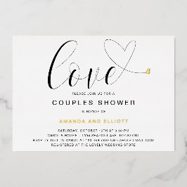 Invitación Con Relieve Metalizado Amor Corazón Negro Blanco Parejas Modernas Ducha O