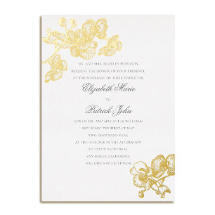 Invitación Con Relieve Metalizado Amor de Orquídea Puro Formal Clásico Bodas Herenci