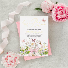 Invitación Con Relieve Metalizado Amor en Boom Wildflower ducha de novias rosadas