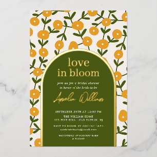 Invitación Con Relieve Metalizado Amor En La Ducha De Novias En Bloom
