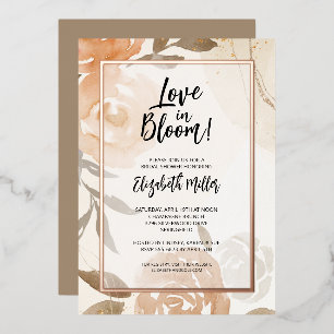 Invitación Con Relieve Metalizado Amor en la flor floral ducha de novias