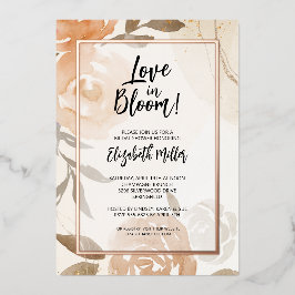 Invitación Con Relieve Metalizado Amor en la flor floral ducha de novias