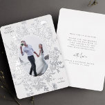 Invitación Con Relieve Metalizado Amor y agradecimiento Relieve metalizado plateado<br><div class="desc">Esta elegante tarjeta de agradecimiento para bodas presenta la silueta de flores silvestres como un marco oval con texto opcional en la parte posterior. Para una personalización más avanzada de este diseño,  haga clic en el BOTÓN HERRAMIENTA DE DISEÑO AZUL de arriba. También están disponibles los elementos coincidentes.</div>