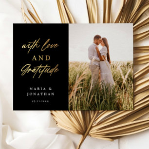 Invitación Con Relieve Metalizado Amor y Gratitud Boda Foto Gracias