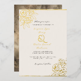 Invitación Con Relieve Metalizado Ampersand de oro ahumado temperamental (vertical)