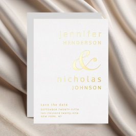 Invitación Con Relieve Metalizado Ampersand Gray Wedding Save The Date Gold