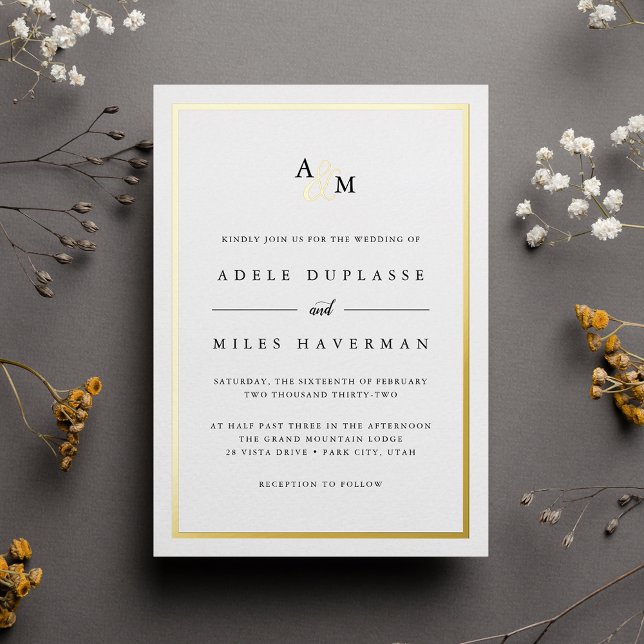 Invitación Con Relieve Metalizado Ampersand Monogram Boda (Subido por el creador)