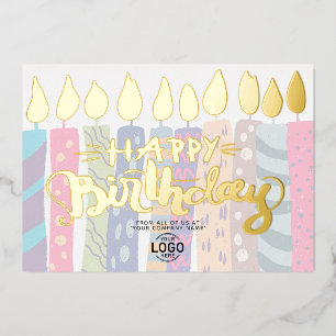 Invitación Con Relieve Metalizado Añadir el logotipo Pastel Colorful Candles Busines