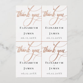 Invitación Con Relieve Metalizado Añadir el nombre 4 etiquetas de Rosa de la boda de