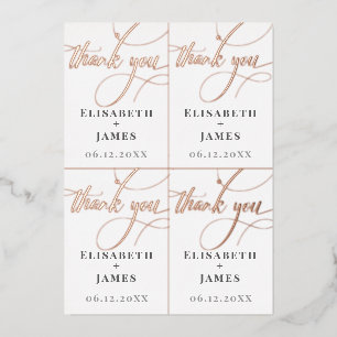 Invitación Con Relieve Metalizado Añadir el nombre 4 etiquetas de Rosa de la boda de