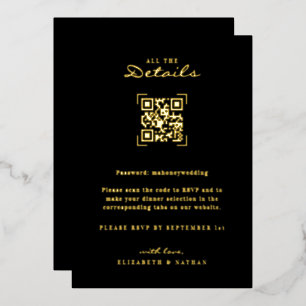 Invitación Con Relieve Metalizado Análisis de código QR   Gabinete de detalles del b