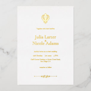 Invitación Con Relieve Metalizado Anand Karaj Sikh Onkar Boda Minimalista