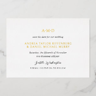 Invitación Con Relieve Metalizado Andrea Black White Elegant Boda Save The Date