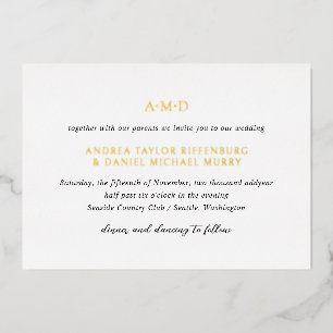 Invitación Con Relieve Metalizado Andrea Black White Elegant Wedding