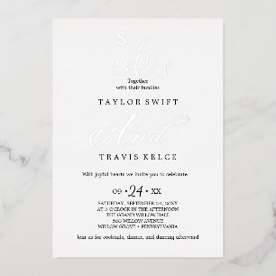 Invitación Con Relieve Metalizado ANDREA Boda elegante formal, blanca y dorada