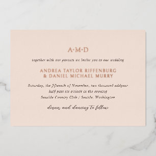 Invitación Con Relieve Metalizado Andrea Tan Elegant Wedding