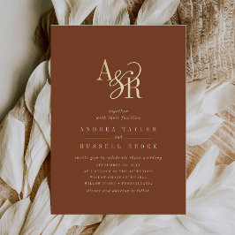 Invitación Con Relieve Metalizado ANDREA Terracotta Gold Foil Formal Elegant Wedding