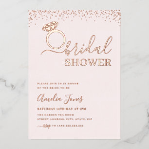 Invitación Con Relieve Metalizado Anillo de destellos rosa oro rosa pálido para desp