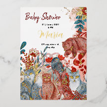 Animales de nieve zorro flores para babyshower hoj