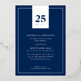 Invitación Con Relieve Metalizado ANIVERSARIO CORPORATIVO elegante negocio naval pla