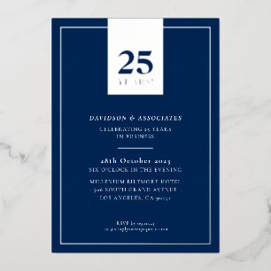 Invitación Con Relieve Metalizado ANIVERSARIO CORPORATIVO elegante negocio naval pla