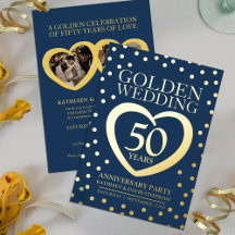 Aniversario de bodas de oro 50º fiesta azul oro