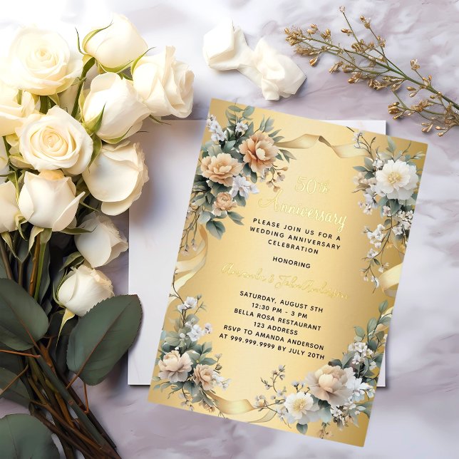 Invitación Con Relieve Metalizado aniversario de bodas de oro 50 (Subido por el creador)