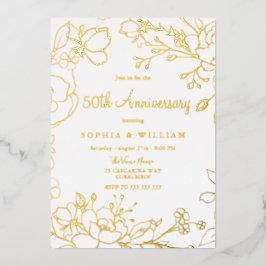 Invitación Con Relieve Metalizado Aniversario de Bodas de Oro 50 Real