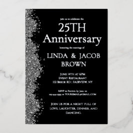 Invitación Con Relieve Metalizado Aniversario de Bodas de Plata 25 años con purpurin