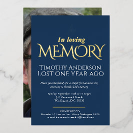 Invitación Con Relieve Metalizado Aniversario de fallecimiento paloma blanca foto az