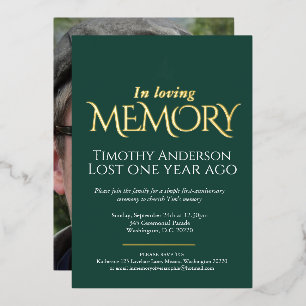 Invitación Con Relieve Metalizado Aniversario de fallecimiento paloma blanca verde f