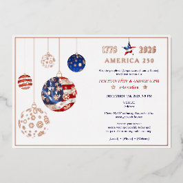 Invitación Con Relieve Metalizado Aniversario de la fiesta patriótica de America 250