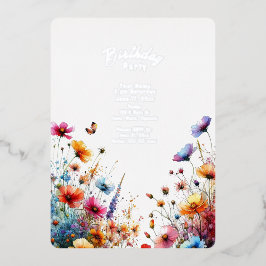 Invitación Con Relieve Metalizado Aniversario de la Flor de Flor