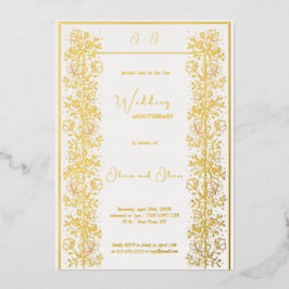 Invitación Con Relieve Metalizado Aniversario de la Magnolia Rosa