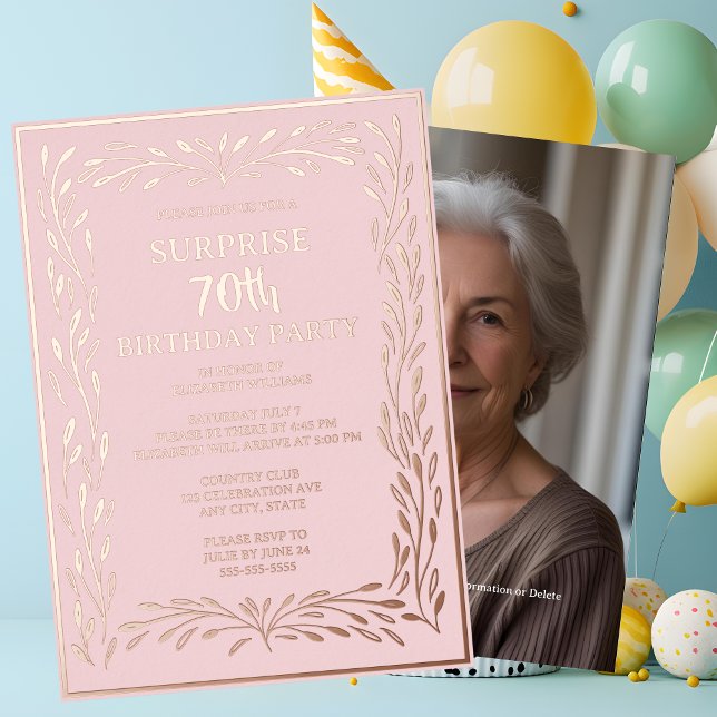 Invitación Con Relieve Metalizado Aniversario sorpresa de la Personalizado 70 Femeni (Subido por el creador)