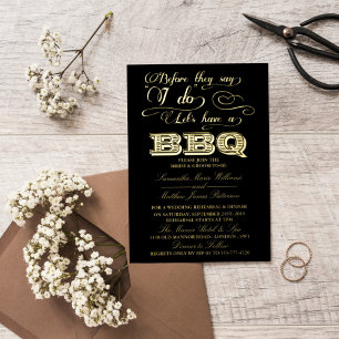 Invitación Con Relieve Metalizado Antes De Que Digan Que Lo Hago, ¡Hagamos Una BQ! B