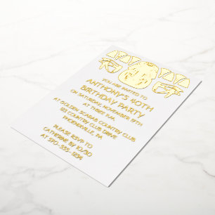 Invitación Con Relieve Metalizado Antiguo Egipto Rey Tut Personalizado Fiesta