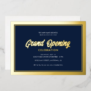 Invitación Con Relieve Metalizado Apertura Grandiosa Caligrafía con Hojuela de Oro A