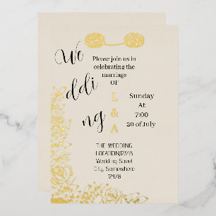 Invitación Con Relieve Metalizado árabe romántico único simple minimalista