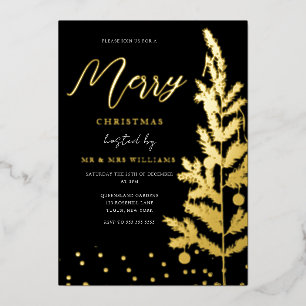 Invitación Con Relieve Metalizado Árbol de Navidad de fiesta alegre Navidad con pape