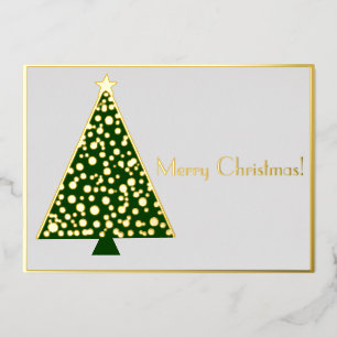 Invitación Con Relieve Metalizado Árbol de Navidad minimalista moderno Blanco Verde