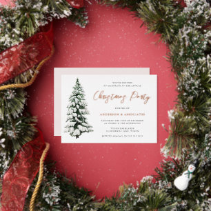 Invitación Con Relieve Metalizado Árbol de Navidad Nevado Fiesta Navideña Festiva de