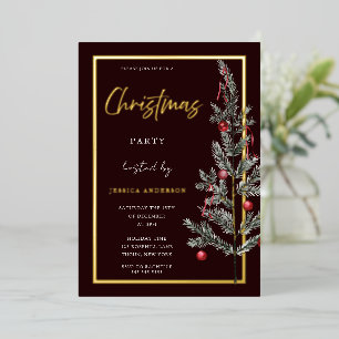 Invitación Con Relieve Metalizado Árbol de Navidad tradicional de papel de aluminio
