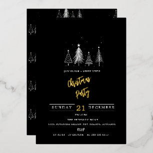Invitación Con Relieve Metalizado Árbol de pino simple de Navidades   Fiesta de Navi