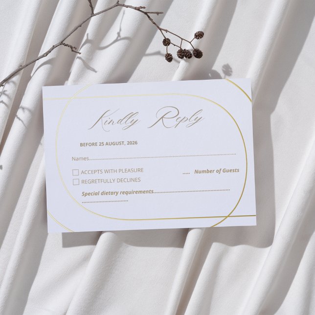 Invitación Con Relieve Metalizado Arco Blanco Mínimo Moderno Boda Gold Rsvp (Subido por el creador)
