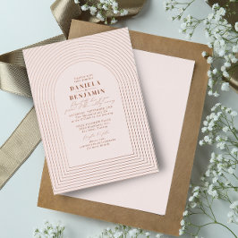 Invitación Con Relieve Metalizado Arco de boda boho delicado terracota rubor
