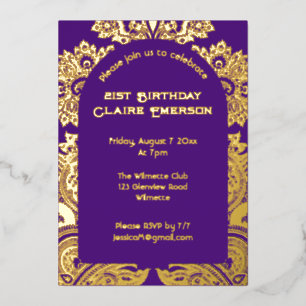 Invitación Con Relieve Metalizado arco de Paisley